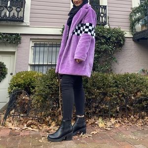 Purple checkered faux jacket